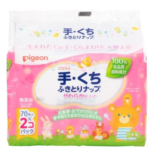 Baby Wipes - PIGEONピジョン手・くちふきとりナップ詰替用70枚入2個