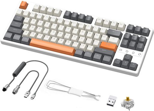 MAMBASNAKE x ZIYOU LANG K87 メカニカルキーボード ゲーミングキーボード コイルケーブルセット 三つ接続モード シマー
