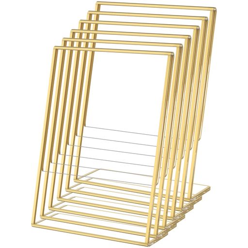 NIUBEEゴールド縁サインホルダー【6セット】KG判L型縦置きサインスタンドPOPスタンドアクリルスタンドポップスタンドカード立て両面案内広告卓上写真立て広い場面に適用ポスタースタンド