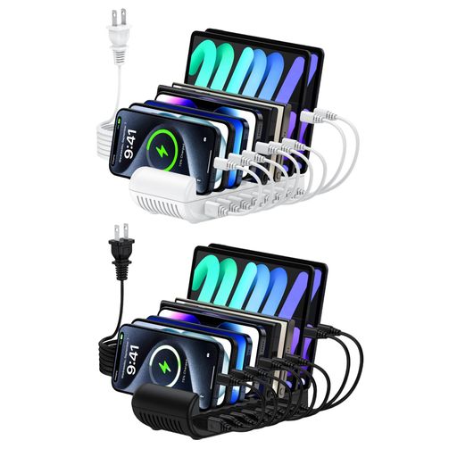 USB充電ステーション8ポート65W【4*PD&4*USBA】卓上充電スタンド複数スマホ充電スタンド8台同時充電PSE認証済複数台対応Android/iPhone/iPad/kindle/タブレット/PSP仕切り板間隔調整可能