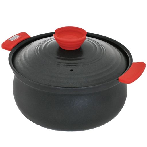 everyU.和ごころ土鍋土鍋風卓上鍋27cm(3~4人用)IH/ガス火対応軽い軽量シリコン取っ手付きお手入れ簡単フッ素加工セラミックコーティングふっ素樹脂加工菜箸置き付割れないPFOAフリー