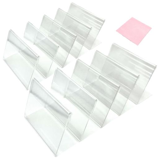 樂天商城 - ノーブランド品HINHL型ショーカード立てスタンド5.5x7.5cmアクリル素材保護フィルム付きシンプルデザイン店舗オフィス家庭向けマイクロファイバークロス付き10個セット透明クリア