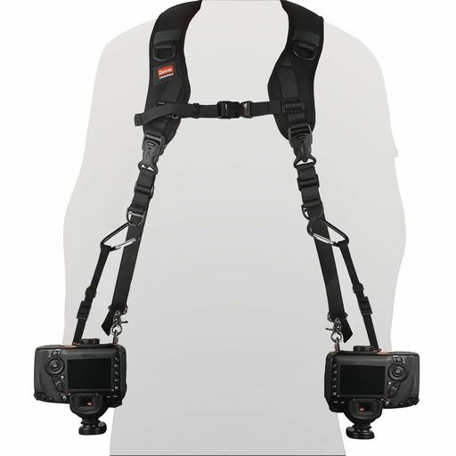 デザイナーは人間工学に基づいたデザインコンセプトに近い最新のデザインを採用し、ストラップの両側の力がより均一になっています。後ろの腰にフォースパッドを追加し、曲げたり登ったりするときに肩の気を散らすことができます。カメラのウェビングを固定し、前後のスイングの振幅を小さくして、カメラに当たらないようにすることもできます。 カメラストラップの素材はネオプレンとサンドイッチネットで作られています。ネオプレンは弾性減圧の機能を有する。サンドイッチネットは換気機能に優れています。この2つを組み合わせて、カメラの重量による疲労に完全に一致させます。あなたの写真撮影プロセスをお楽しみください。 このカメラストラップは、最大耐荷重20kgで2台の一眼レフカメラを同時に持ち運ぶことができます。2つのクイックリリースプレート、2つの標準1/4ネジ、2つの安全テザーが装備されています。必要に応じて、一致を選択できます。クイックリリースプレートは、三脚またはパン/チルトに直接取り付けることができます。