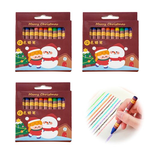 Doyimeクリスマスクレヨン【36本12色セット】安全無毒手が汚れない折れにくいくれよん紙・ガラス・木に描ける子供用クレヨン手が汚れず折れにくいお絵かきセット入園・入学プレゼント…