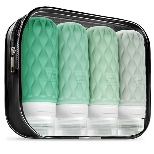 【2025客室乗務員推薦】100mlのトラベルボトル4個、シリコンシャンプーボトル旅行用TSA承認済み漏れない詰め替え携帯用容器