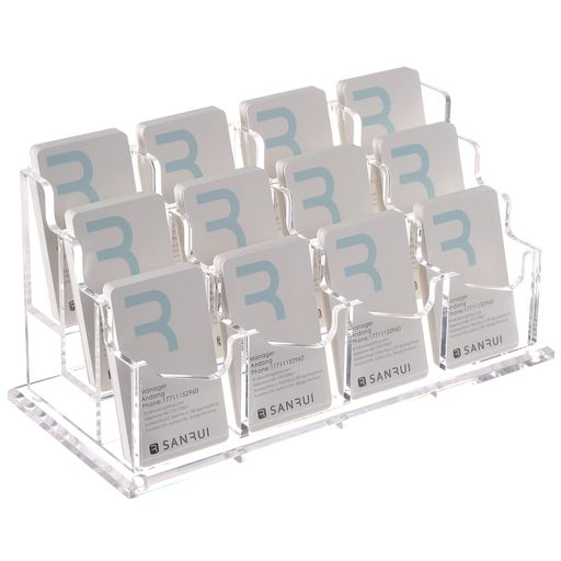 SANRUIアクリル名刺スタンド名刺立てカードホルダー縦型整理箱4列3段大容量