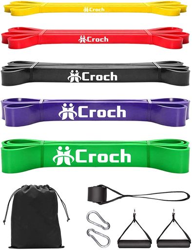 Crochトレーニングチューブ懸垂チューブフィットネスチューブゴムチューブストレッチ筋トレエクササイズバンド高強度丈夫男女兼用懸垂補助チューブトレーニングヨガリハビリストレッ…