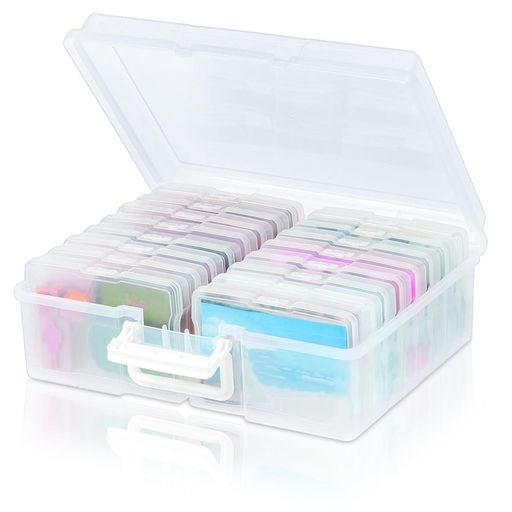 写真収納ボックス、取っ手付きポストカード収納ボックス、プラスチック製写真キーボックスカード、ステ..