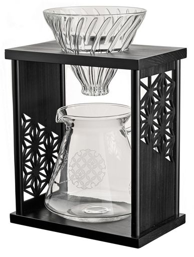 ハリオ(HARIO)ドリップスタンドセット麻の葉ナチュラルブラック実用容量600mLV60ドリッパーサーバー専用ペーパー40枚付き1~4人用(ブラック)