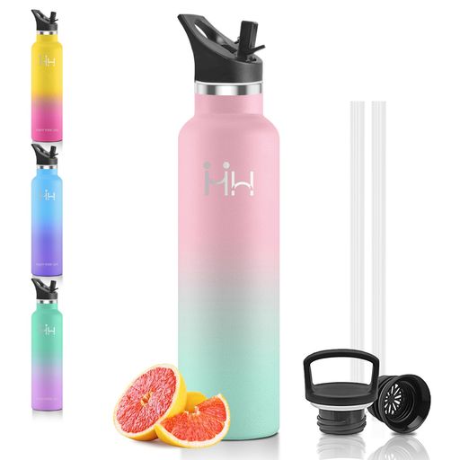 CHENGWEI保冷力水筒1リットル炭酸対応炭酸スポーツドリンク対応保冷広口ストロー真空断熱軽量ハンドル付き直飲み保温ステンレスボトル..