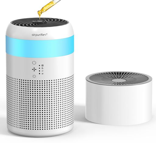 Yurioo加湿器付き空気清浄機小型12畳脱臭卓上アロマ対応集じんhepaフィルター花粉ペット除菌7色ライト..