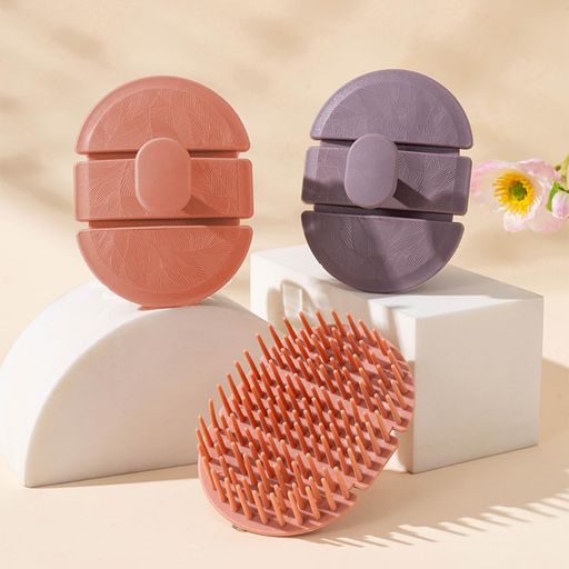 FANGCUU頭皮ブラシスカルプブラシシャンプーブラシヘッド洗髪三折男女兼用頭皮ケアドライウェット兼用..