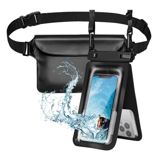 【お得な防水2点セット・貴重品をまとめて保護】 大容量の防水ウエストポーチと、スマホ専用防水ケースの豪華2点セットです。海辺やプールでスマホ、サングラス、日焼け止め、財布、鍵などの必需品を水から守りながら、スマートに持ち運べます。 【3重チャック+強力テープの鉄壁防水】 ウエストポーチは「3重の防水ジッパー」と「強力なテープ」を組み合わせた最新構造を採用。浸水を徹底的に防ぎ、大切な持ち物を水、砂、埃から守り抜く安心設計です。 【2台同時収納可能・ダブルポケット防水ケース】 付属のスマホケースは画期的なダブルポケット設計。スマホを2台入れることも、スマホとカード類を分けて収納することも可能です。30mの深度防水に対応し、潜水やシュノーケリングでも活躍します。 【ケース越しにスムーズなタッチ操作】 高感度の透過素材を使用しており、ポーチやケースに入れたままスマホのタッチ操作や顔認証、写真撮影が可能です。裸機に近い操作感で、水辺でのSNS更新や動画視聴もストレスフリーに楽しめます。