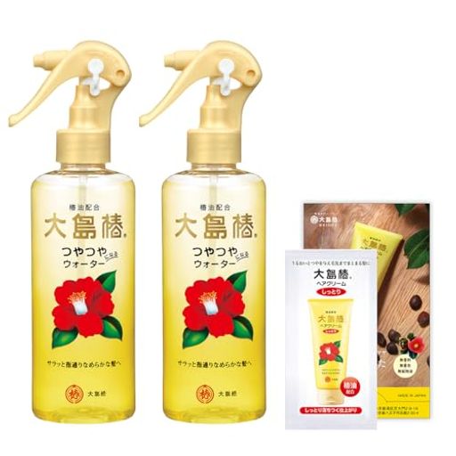 大島椿 ヘアウォーター 椿油配合 ヘアミスト スタイリング剤 ダメージ補修 さらさら ふんわり うるおい補給 寝癖直し 無香料 180mLx2本 おまけ付