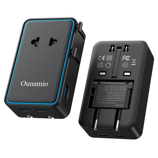 海外変換プラグ全世界対応【25W/薄型軽量/温控搭載】4ポートAC/USB-A/USB-CPD25W&スマート海外電源変換器マルチ変換プラグ