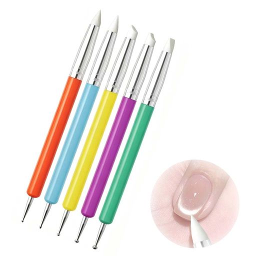 SHIROZEN 両端ネイルペン 5 本セット シリコンブラシ + ドットペン ジェルネイル用品