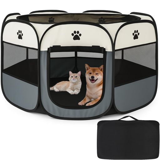 風織商社ペットサークル折畳み犬サークル室内91cm*91*58cm猫サークル大型八角形ドッグハウスペットサークル屋根付きアウトドア防災猫犬ケージ犬サークル折り畳み室内屋外キャンプメッシ…