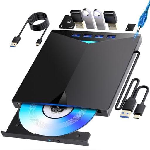 ブルーレイドライブ外付け さらに速く軽く薄く安定性 】外付けブルーレイドライブUSB-A/C対応BD/DVD/CD再生 読み込み 書き込み対応ポータブルBlu-rayプレーヤーWindows7-11/MacOSパソコン対応