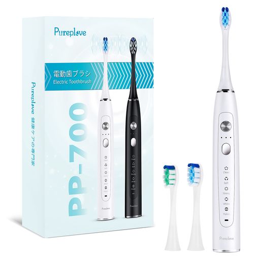 Pureplove電動歯ブラシ音波歯ブラシ静音42000回転/分歯ブラシ磨きワイヤレス充電IPX7防水携帯用除菌器5つモードタイマー超高速振動低ノイズ歯磨きメモリー機能口臭予防PP-700A-WHA