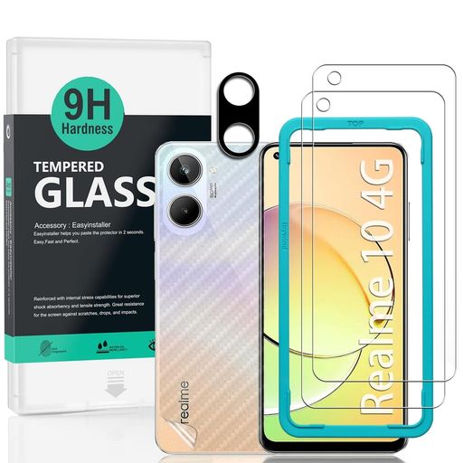 Ibywind対応Realme104Gガラスフィルム2枚保護フィルムガイド枠付きレンズカバー(1枚)背面シート(1枚)すり傷防止耐衝撃硬度9H強化ガラスフィルム【滑らかな手触り】【気泡ゼロ】【指紋認証対…