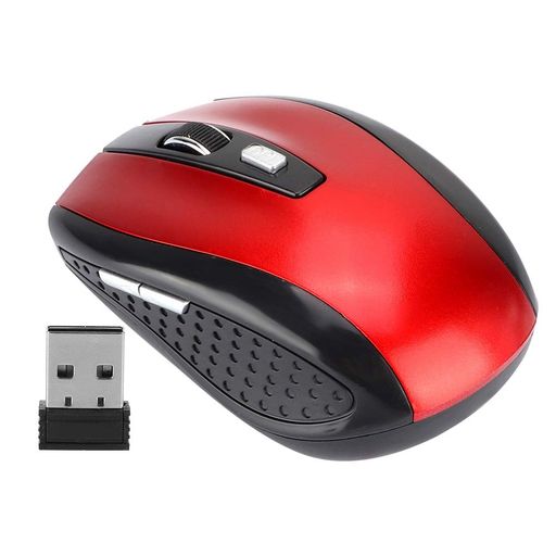 ワイヤレスマウス 6D超薄型 無線マウス USBレシーバー 2.4G USB 1200調整可能DPI マウス 高速スクロール6ボタン 省エネルギー 光学ポジショニングマウス ラップトップ用(レッド)