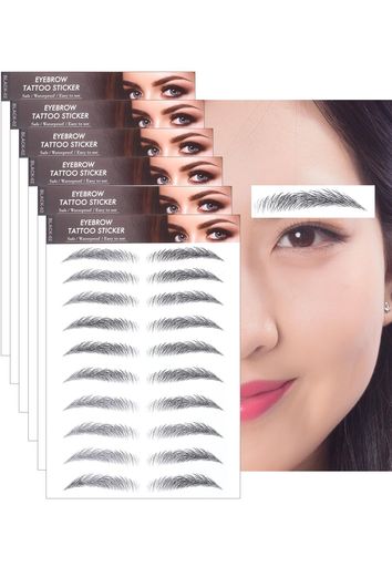 YOYO眉毛シール自然防水時短長持ち60ペアレディース眉毛スタンプアートメイクアイブロウパッチ眉毛ティント落ちない(black-02)
