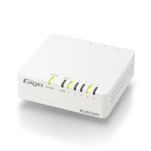 1000BASE-T対応のACアダプター電源のプラスチック筐体5ポートスイッチングハブです。 従来機種(※)より最大消費電力が約30%ダウンの省エネモデル。電気代が気になる方に適しています。 ※従来機種:EHC-G05PA-W-K ストレート/クロスケーブルを自動判別する「Auto MDI/MDI-X」機能を全てのポートに搭載。接続ミスを防ぎます。 作動音が気にならない静音ファンレス設計で、静かな部屋での使用にも適しています。 メイン基板に電解コンデンサーを使用していません。それにより長寿命設計を実現した信頼性の高いスイッチングハブです。