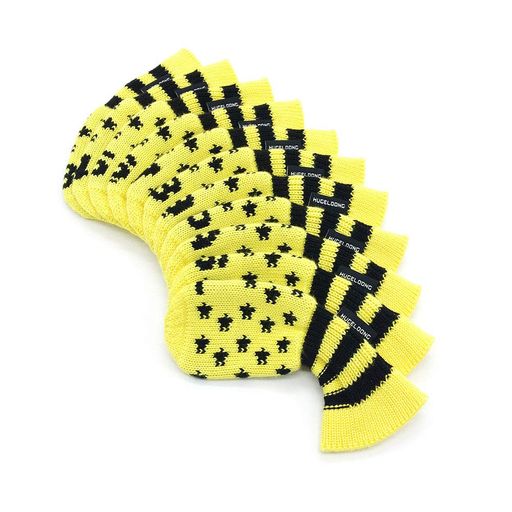 HUGELOONGニットゴルフヘッドカバーアイアンカバー...(星図案トップに数字Yellow/Black)