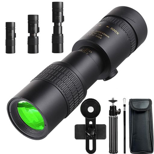 Nashica - 単眼鏡ズームスマホ望遠レンズ10倍~30倍ズーム式望遠鏡10‐300x40単眼望遠鏡40mm口径ライブ用高級BAK4プリズム小型コンパクト軽い便利高倍率旅行山登りキャンプモノキュラー