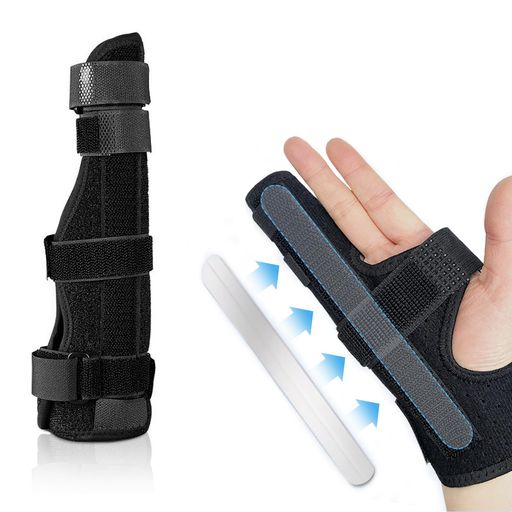 小指薬指スプリント関節プレート入り骨折固定スプリントブレース指サポーターフィンガーサポート(固定プレート付き)人差し指サポーター装着・固定小指薬指骨折男女兼用(黒、M)(4.0)