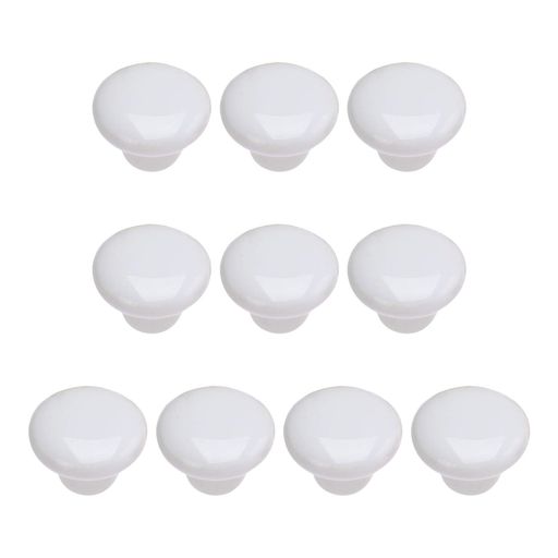【仕様】取っ手の素材:セラミック 色:ホワイト サイズ:直径:約33mm 高さ:約24mm ネジのサイズ:約25mmxM4(厚さ20mmの木製ボードに適しています。) セット内容:取手x10個+ネジx10個 【高品質】高品質の環境に優しい素材で作られたので、頑丈で耐摩耗性、耐食性、高硬度、耐久性があります。そして、磨き上げ、色褪せにくく、手触りが非常によいです。安定性など良好な性質を備えています。 【良いデザイン】この取っ手は可愛くシンプルなデザインを採用し、高級感があります。取り付けると家具が高級品のように見えます。家におしゃれな装飾や雰囲気を加えることができます。 【実用性】ネジ付きで、簡単に取り付けできます。古いや壊れたものを取り替えるための素晴らしいつまみの代替品です。実用的で経済的でコスパが高いです。 【使用範囲広い】引き出し、キャビネット、食器棚、戸棚、チェスト、カップボード、収納棚の扉、クローゼット、ドア、タンス、キッチン、ワードローブ、靴箱、下駄箱などに広く適用します。
