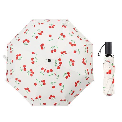 F.ZH折りたたみ傘日傘レディース可愛い軽量折り畳み傘UVカット晴雨兼用紫外線遮断8本骨耐風撥水携帯便利台風対応梅雨対策収納ポーチ付きプレゼント(チェリー)