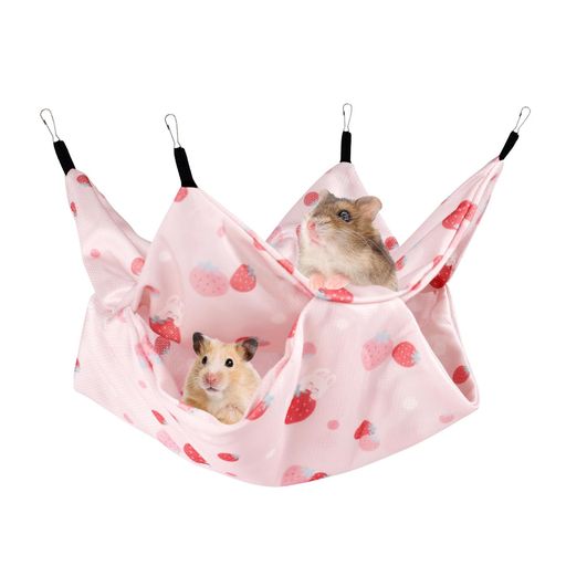 Dekori小動物ハムスターハンモック夏用吊り下げ式寝袋寝床二重層涼しいハムスターハウス熱中症対策可愛い柄多頭飼いひんやりケージ内装冷感マット洗えるペットベットうさぎハリネズミ…