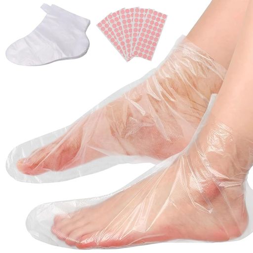 使い捨て足袋足保護厚いタイプ防水透明フットカバー男女兼用シューズカバー強力テープ付き感染防止衛生対策通勤介護掃除用フリーサイズ(100枚入り)