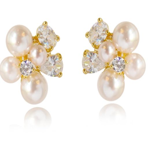 VICAKER Pearl Zirconia S925 Silver Needle Simple Design Sparkling Fashion Earrings for Women Popular Hypoallergenic Ring Earrings 18k Gold Earrings Women Earrings