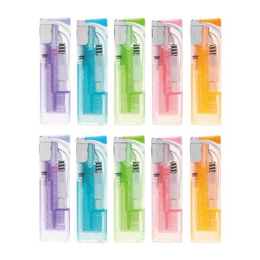 ライターの種類:ガスライター 本体サイズ:長さ8.1cmx幅2.4cmx奥行き1.0cm 本体重量:15g PSCマーク取得商品、生産物賠償責任保険付 チャイルドレジスタンス機能付き(お子様が簡単に操作できないよう着火レバーを重たくしてあります)