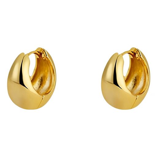 ステンレス製 フープピアス 2個セット 金属アレルギー対応 つけっぱなし キャッチレス ぷっくり 太め 小ぶり ゴールド