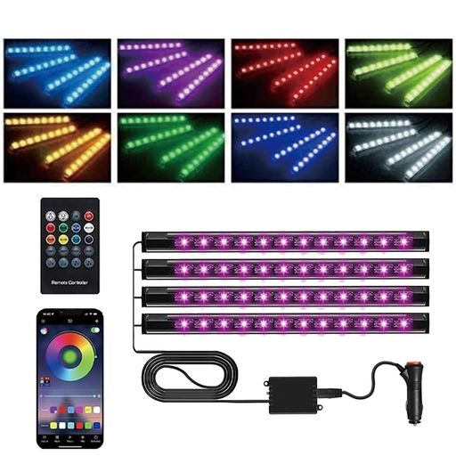 車用LEDテープ 48LED テープライト RGB USB式 シガー式 雰囲気 高輝度 車内装飾 フ...