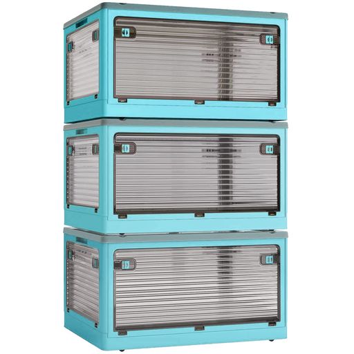 乐天商城 - XXUNTAO【収納ボックス折りたたみ】蓋付き積み重ね全方向から取り出せる3個セット収納ケース衣類布団小物収納折り畳みコンテナボックス大型プラスチックキャスター付きおしゃれ防塵防…