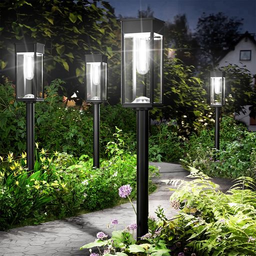 BITPOTTソーラーライト屋外ガーデンライト屋外ソーラー【4個セット】アウトドア防水IP65おしゃれ明るいガーデンライト昼光色光センサー夜間自動点灯埋め込み3つの高さ