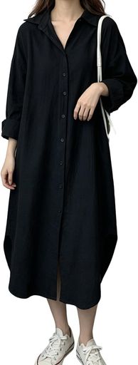 [Hanmall] ワンピース レディース シャツ 日焼け止め アシンメトリー 前後差 スリット 羽織り 兼用 大きいサイズ 薄手 体型カバー カジュアル 普段着 春 夏 秋 LON450