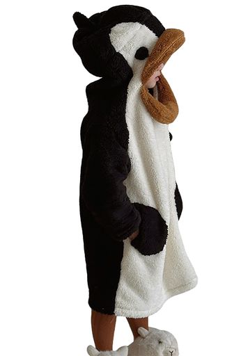 [XHSUKADO]ペンギン柄パジャマ上下セットキッズ冬着る毛布ルームウェア部屋着子供服ガールズボーイズ男..