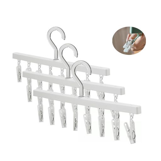 LuckyCode洗濯物ハンガーピンチハンガー3本セット一字型ハンガー物干しハンガー洗濯乾燥ハンガー洗濯バサミラック室内外両用省スペース折りたたみ式洗濯物干しクリップハンガー洗濯ハ…