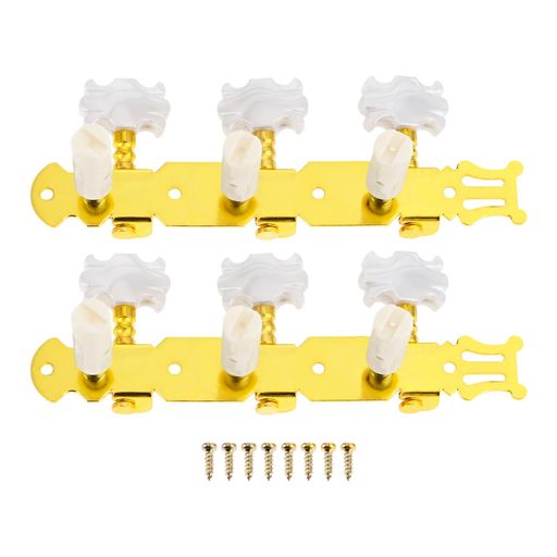 ギターストリングチューニングペグは、高品質の銅亜鉛合金と硬質のABSプラスチックで作られて、丈夫で長持ちして、優れた耐摩耗性、防錆性と耐久性を備えています。 細かい細工により、美しい乳白色のプラスチック製のボタンが付いたマシンヘッドのメッキ面は滑らかで、ギターを傷つけません。絶妙で美しい外観、繊細な模様、高級感に溢れて、ギターの装飾用に非常に適しています。 このセットには、3pcs/1連の左マシンヘッドと3pcs/1連の右マシンヘッドセットが付属しています。これでギターの弦を素早く正確にチューニングできます。チューニングされたギターの弦は緩めにくくなります。 弦の交換や調整が簡単・省力な内装ギア付きクラシックギター用チューナーペグは、弦の音質を向上させるためにも使用されます。古いチューニングペグまたは汚いチューニングペグを交換するのに最適で、ギターの音色と音量をうまく調整できて、ギター愛好家にとって不可欠なアクセサリーです。 ユニバーサルなストリングチューニングペグは、クラシックギターやアコースティックフォークギターのチューニングに非常に適しており、信頼して使用できます。