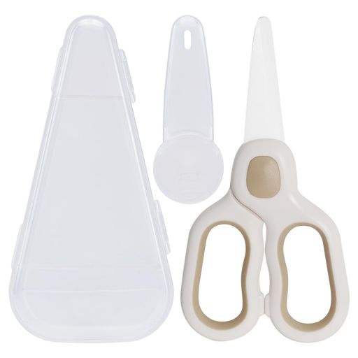 韻yin食事用はさみ子供キッチンバサミセラミック調理ハサミベビー介護携帯切れ味良い抗菌錆びない安全キャップと携帯ケース付き持ち運び便利白い(3.0)