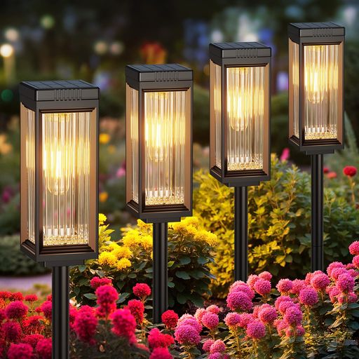 Letmy ソーラーライト 屋外 防水 ガーデンライト 屋外 防水IP65 高輝度 電球色 LED 15時間徹夜照明!800mAh 6個セット