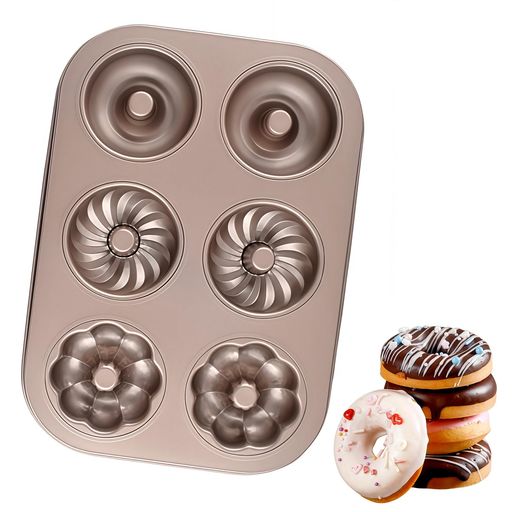 【製品仕様】🍩 ドーナツ型のサイズは25.8x18.5x2.4cm。3種類の形状が含まれており、1度に6個のドーナツが作れます。 【優れた素材】🍩 この焼きドーナツ型は、高品質の炭素鋼を採用しており、丈夫で長持ち。熱伝導に優れているため、焼きムラを防ぎ、仕上がりまで均一なきれいな焼き色に仕上がります。さらに、優れた耐熱性も備えており、オーブン220°Cの高温にも対応可能です。 【型離れ良い】🍩 このケーキ型は、シリコーン樹脂コーティングを採用しているため、とても簡単に型から外せ、焼き菓子のくっつきを心配する必要がありません。表面は滑らかに仕上げてあるので、食べ物のカスが付きにくく、お手入れもぐっと楽になります。 【花型デザイン】🍩 このお菓子型は3種類の異なるデザインがセットになっており、おしゃれでかわいらしいスイーツを簡単に作ることができます。2.4cmの深さがある立体形状により、たっぷりの食材を盛り込めるだけでなく、焼成時の熱対流も促進、側面には食欲をそそるきれいな焼き色がつきます。