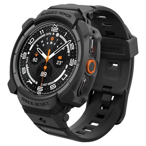 Spigen Galaxy Watch 6 Classic 47mm 一体型ケース 耐衝撃 ラギッド・アーマー・プロ (ブラック)