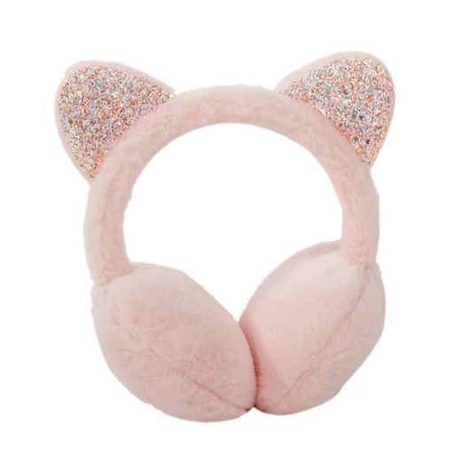 [YUEGUANG]キッズ耳あてイヤーマフ防寒保温子供用女の子猫の耳可愛いふわふわアウトドア携帯便利通学通園ファッション(ライトピンク)