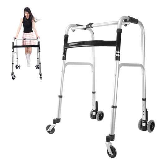 歩行補助具折りたたみ式歩行具大人軽量歩行車高齢者用高さ5段調節軽量アルミ製前後キャスター付き介護用品大人の歩行器室内室外